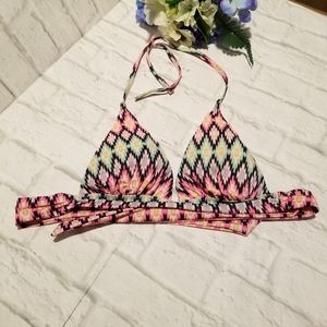 VS Pink Swim Top Medium Aztec Halter Tied Bikini